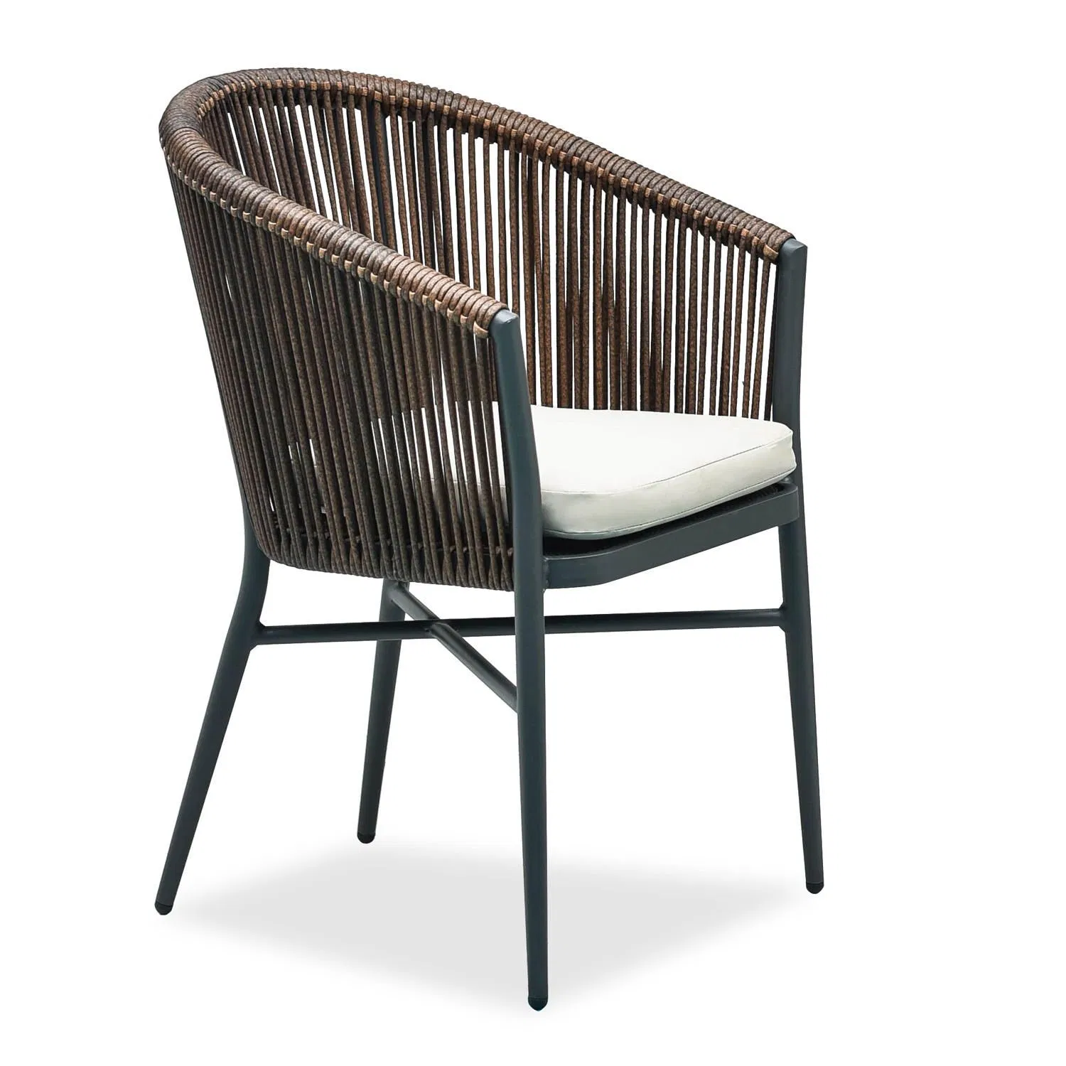 Modern Minimalist White Rope Accent Chair for Balcony