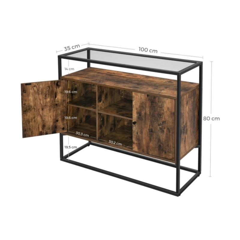 Living Room Porch Retro Brown Black Sideboard 0676