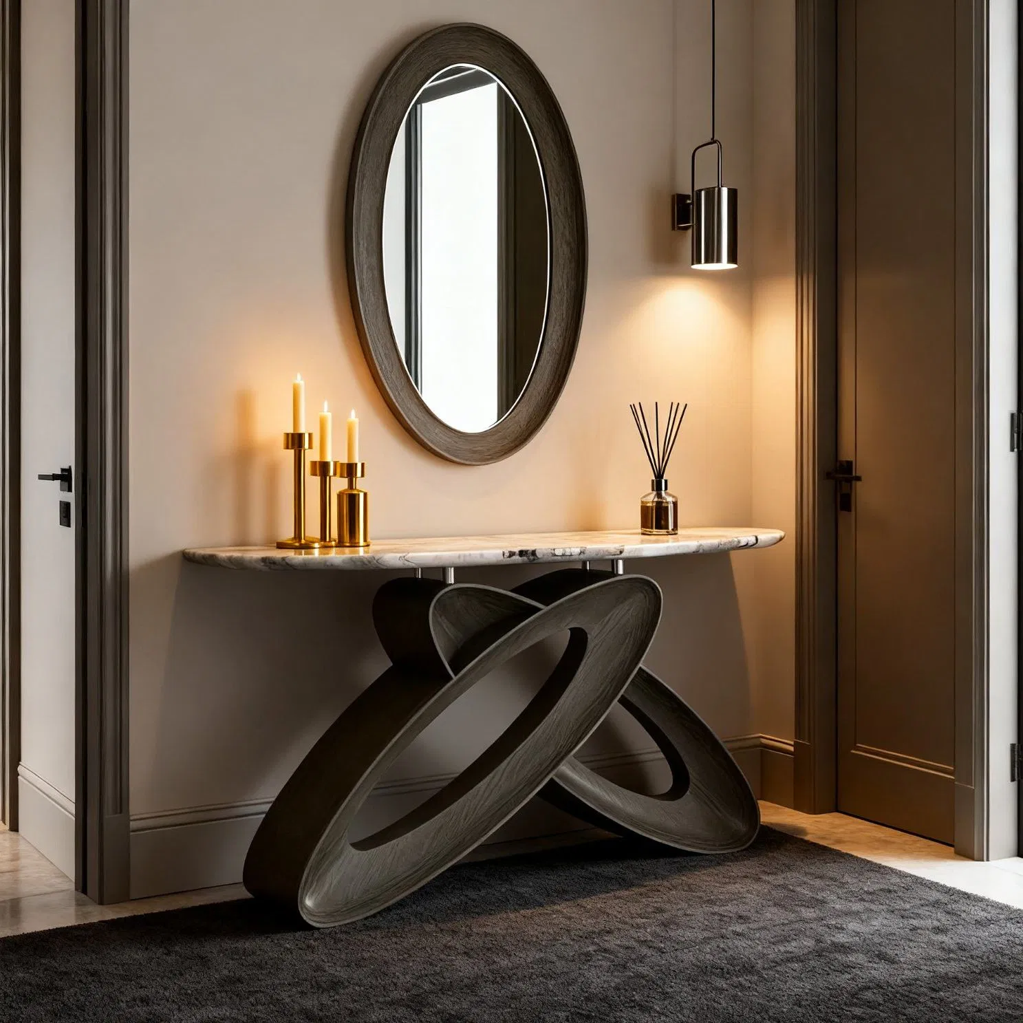 Living Room Home Hotel Modern Luxury Glass Solid Wood Console Table