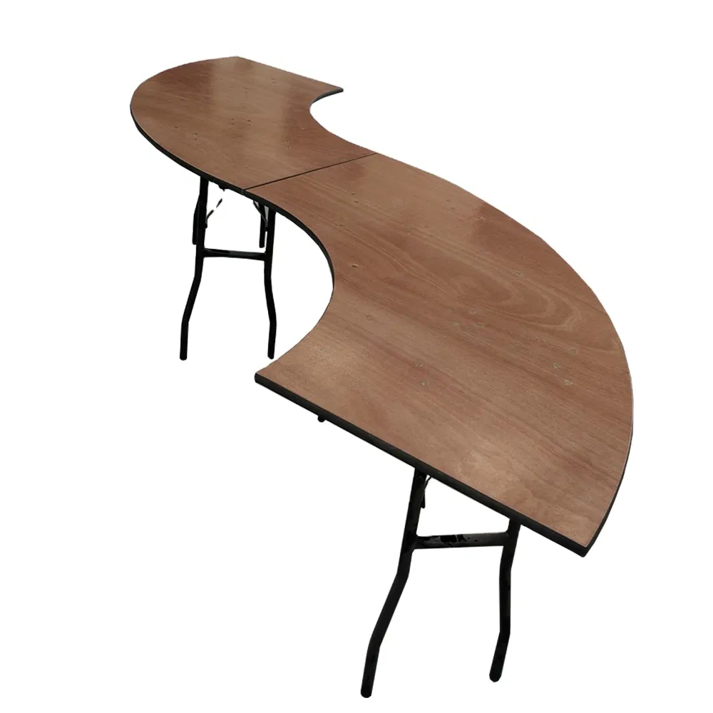 Wholesale S Shape Outdoor Hotel Wooden Folding Restaurant Buffet Dining Tables