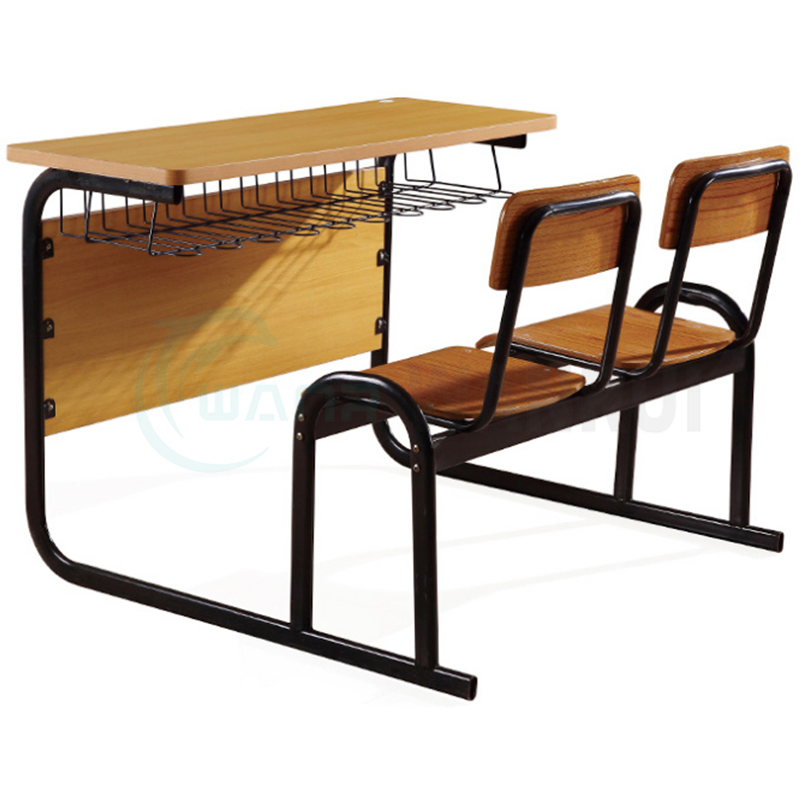 Selling Classroom Student Double Wooden School Furniture 2 Seater School Bench