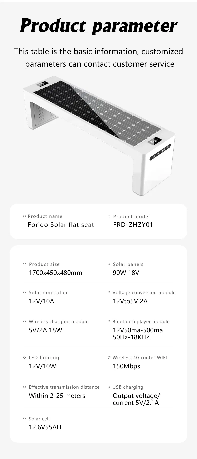 Solar Smart Park Bench 6