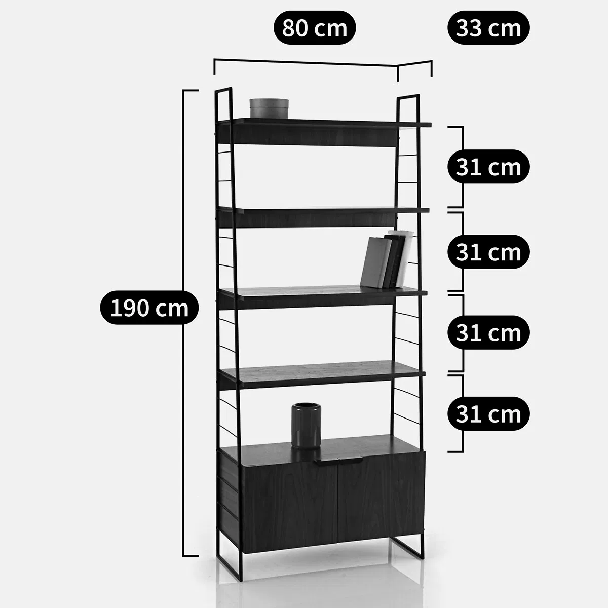 Heavy-Duty Solid Wood Display Cabinet with Metal Legs &amp; Dual Storage (Open + Closed) for Office Storage