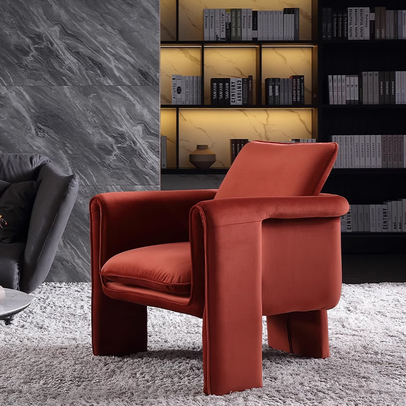 Soft Upholstered Lounge Curved Velvet Wing Shell Chair Living Room Modern Accent Leisure Chair