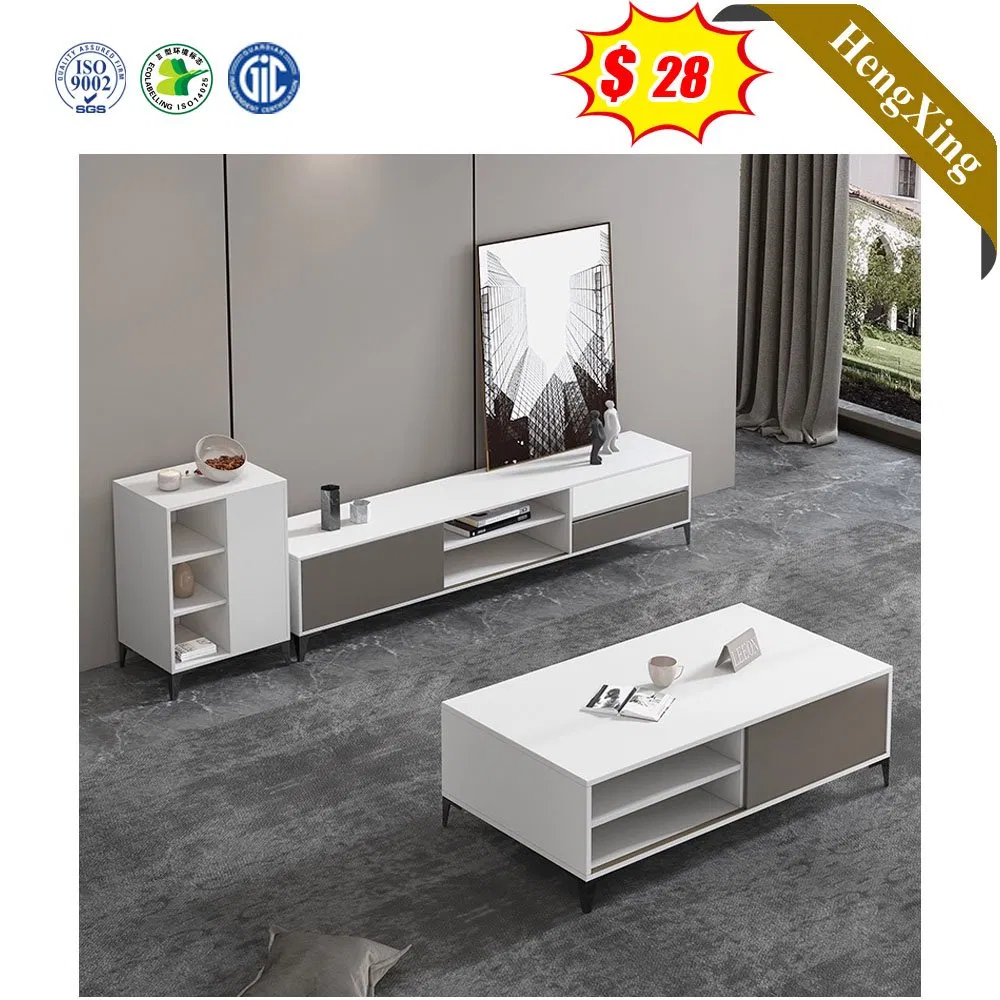 White Color Marble Surface Wooden Living Room Coffee Table Melamine Laminated TV Stand