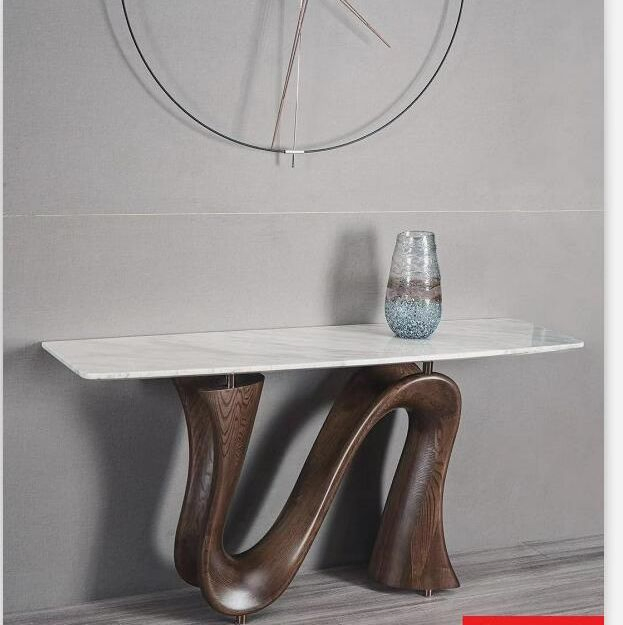 Solid Wooden Nature Marble Walnut Pratical Sleek Dining Room Restaurant Console Table