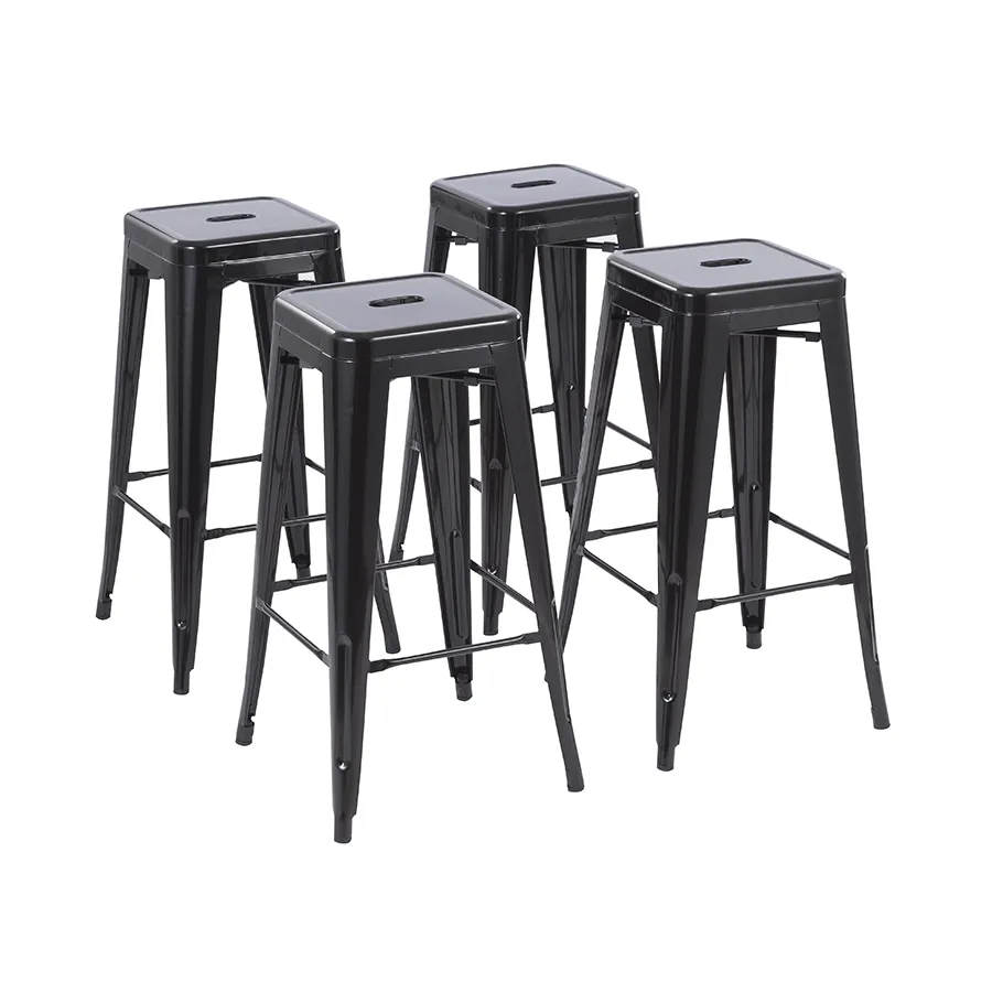 Modern Stackable Outdoor Metal Gray Bar Stools