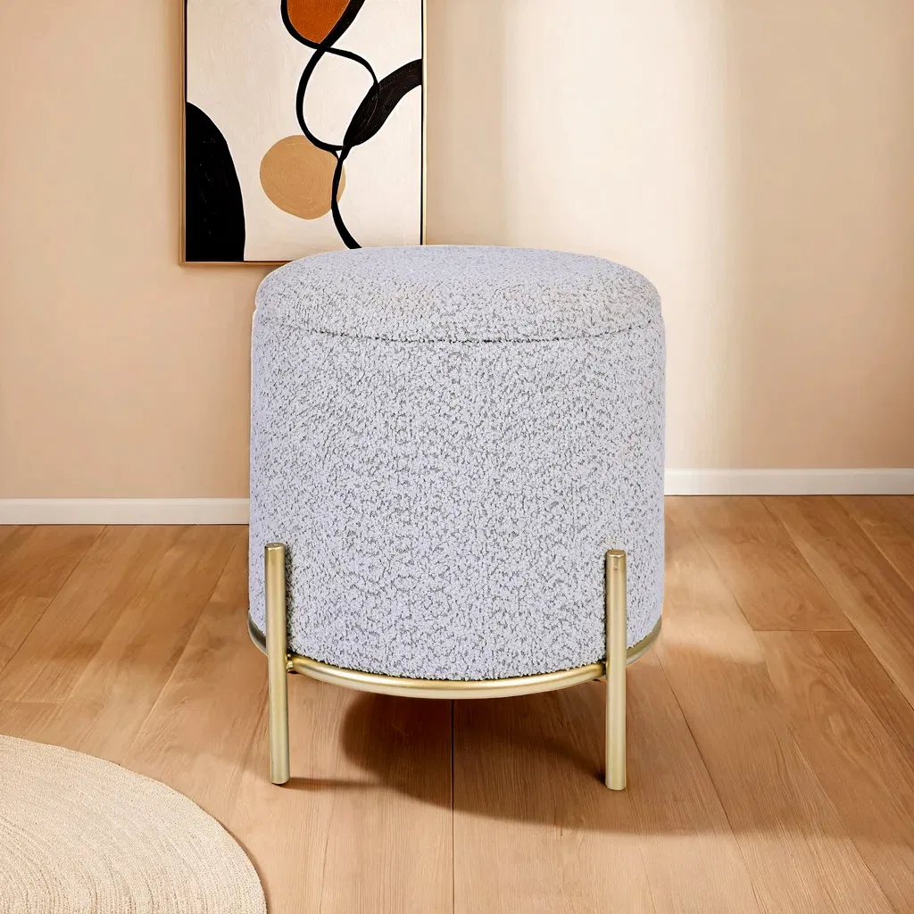 Pouf Ottoman Foot Stools Ottoman with Metal Leg for Living Room Ottomans