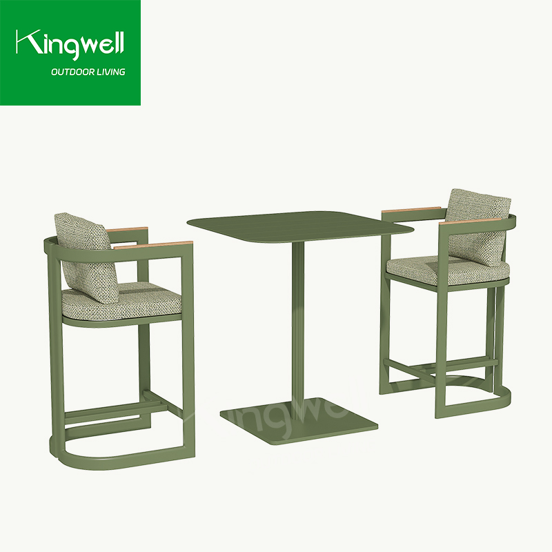 Metal Modern Kingwell Lounge Set Patio Garden Furniture Outdoor Bar Stool