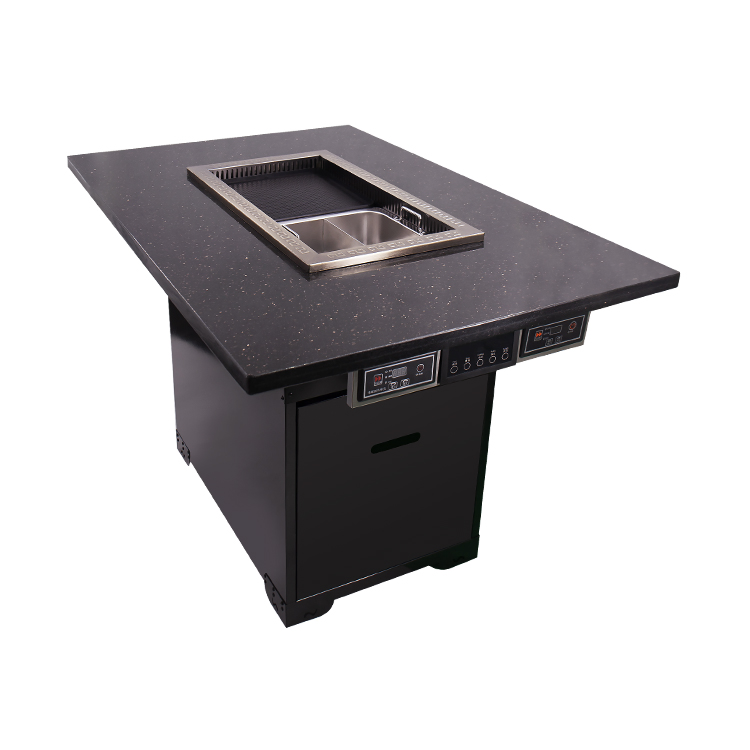 Buffet Furniture Outdoor Kitchen Smokeless Korean BBQ Grill Table Shabu Shabu Induction Hot Pot Dining Tables for Restaurant