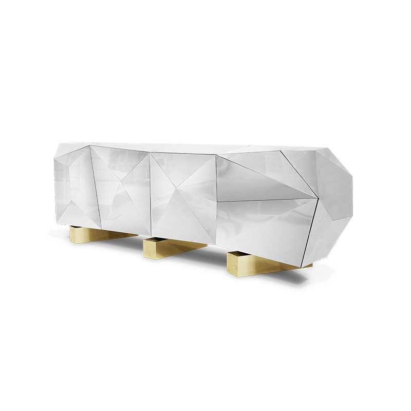 China Foshan Furniture Manufacturer Italian Brand Modern Minimalist Luxury Diamond Pyrite XL Sideboard Affordable Price