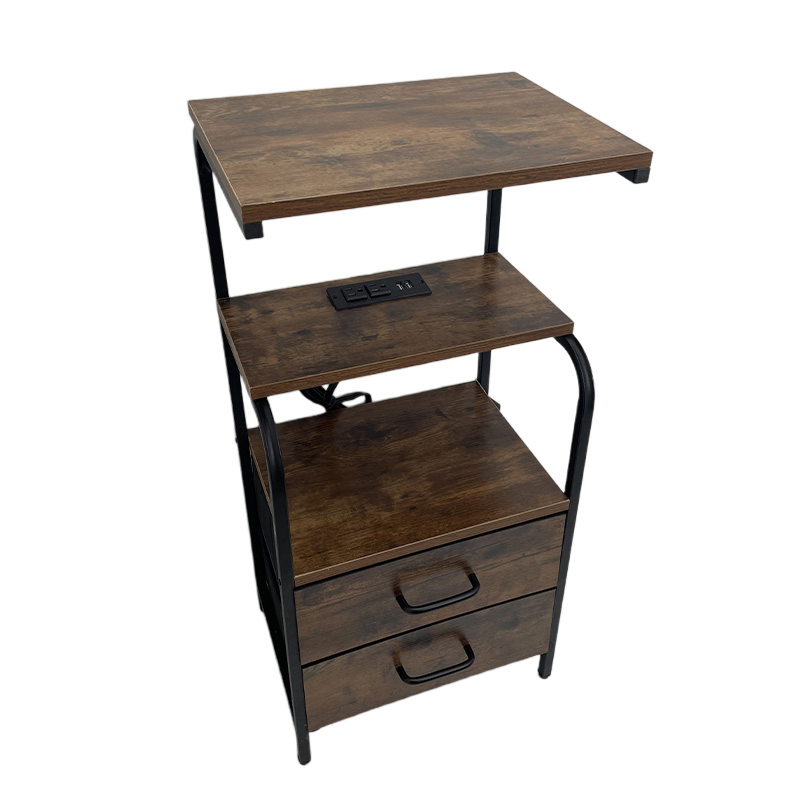 Versatile Nightstand Modern Side Table Stylish Bedside Table with Charging Station and Adjustable Fabric Drawers