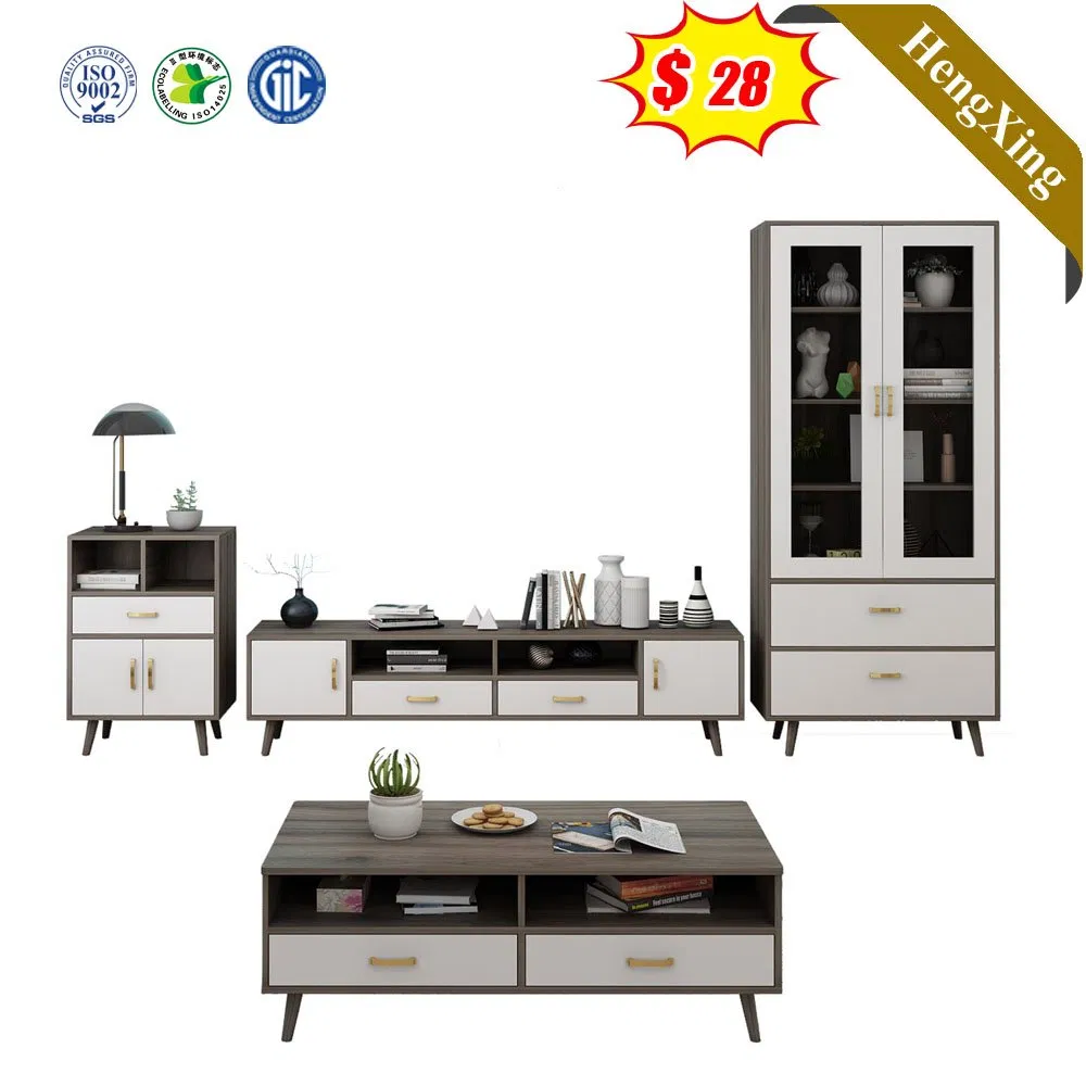 White Color Marble Surface Wooden Living Room Coffee Table Melamine Laminated TV Stand