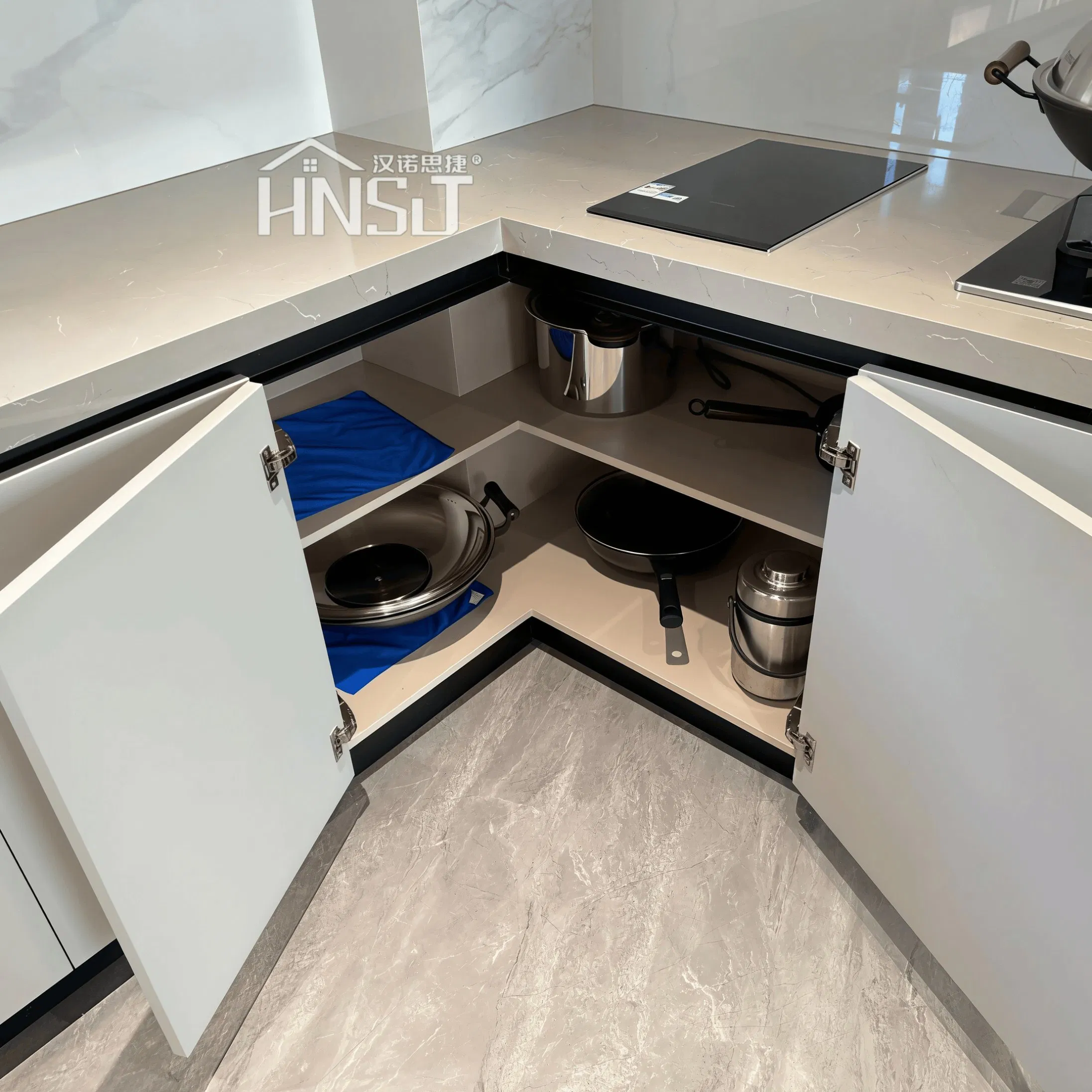 Foshan Modern Melamine Base Kitchen Display Cabinet Modern Kitchen Cabinet Solid Wood Modular Design Foshan Cupboard Set Foshan Cabinet for Sale