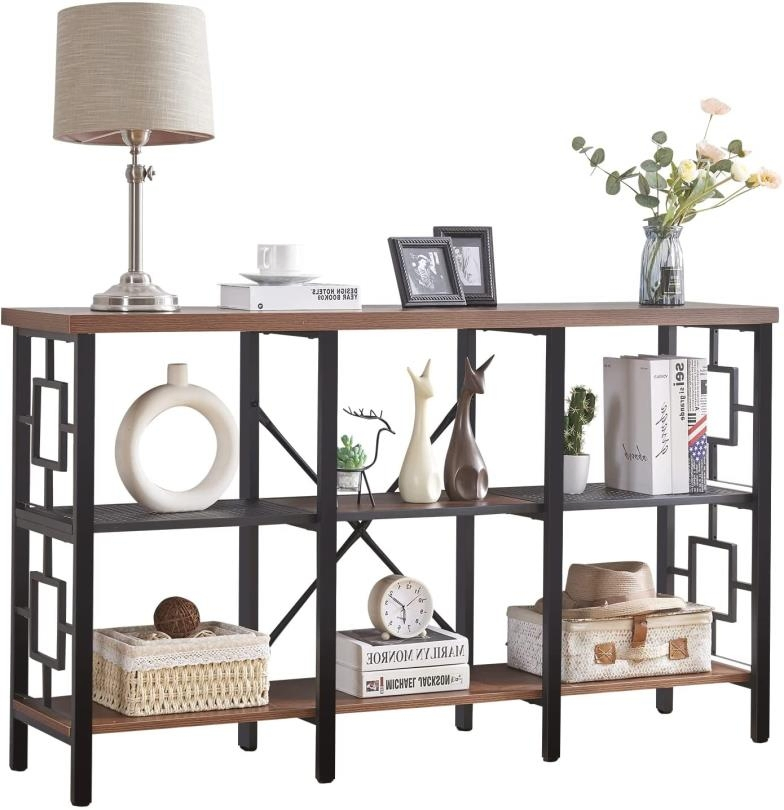 3-Tier Narrow Side Table with Open Shelves, Foyer Table for Entryway, Bedroom, Hallway