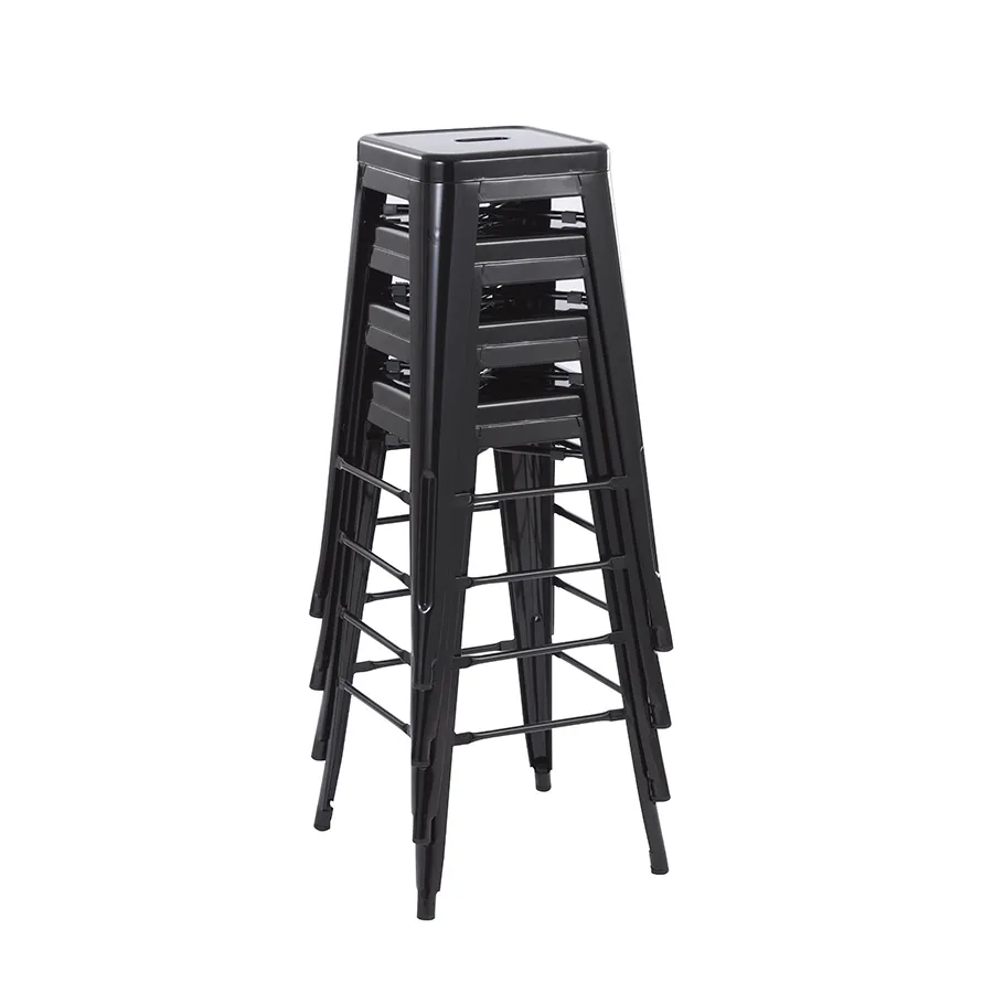 Modern Stackable Outdoor Metal Gray Bar Stools