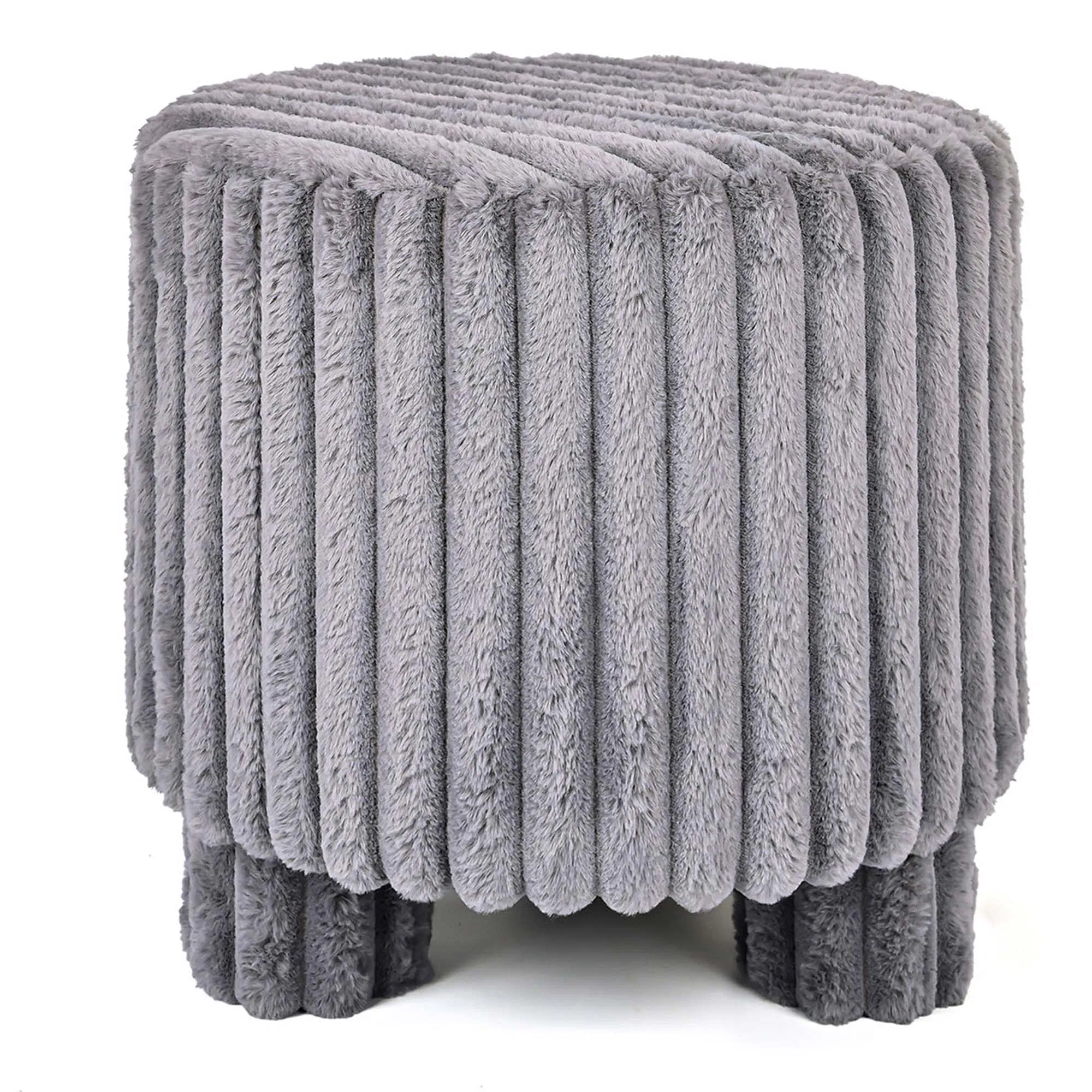 Decorative Ottoman Fashionable Furniture Stools Modern Living Room Pouf Sheepskin Fabric Round Ottoman with Leg