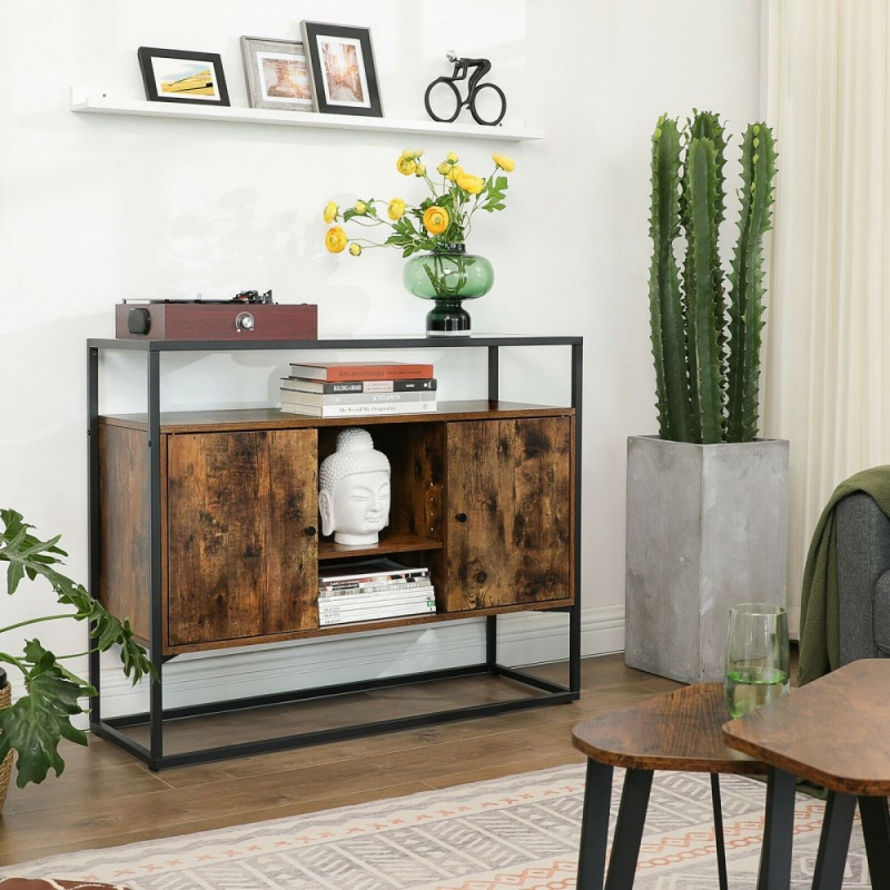 Living Room Porch Retro Brown Black Sideboard 0676