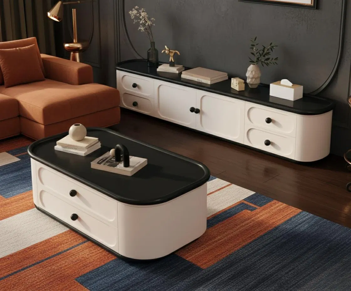 Modern Living Room TV Stand Cabinet Wooden Entertainment Furniture Supplier