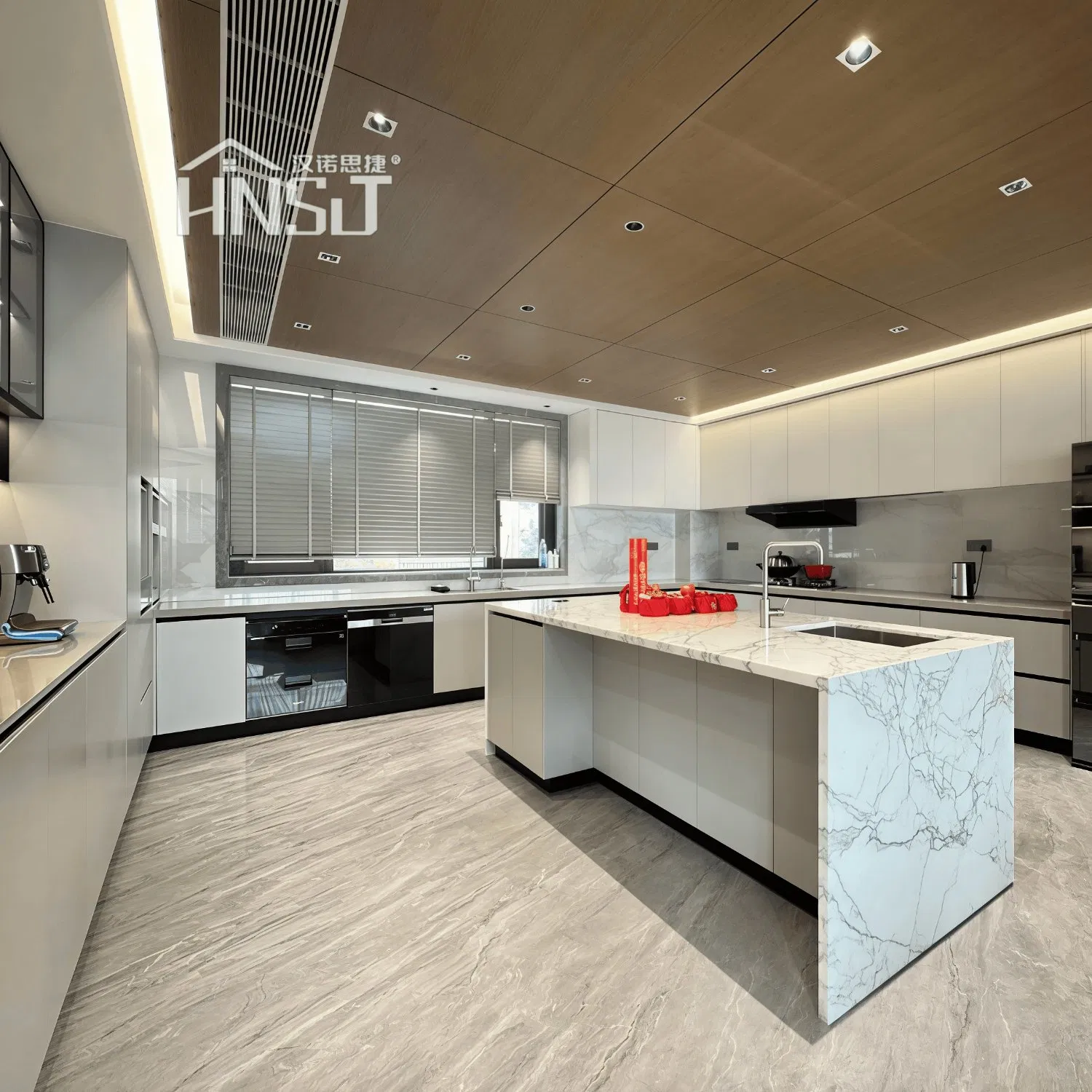 Foshan Modern Melamine Base Kitchen Display Cabinet Modern Kitchen Cabinet Solid Wood Modular Design Foshan Cupboard Set Foshan Cabinet for Sale