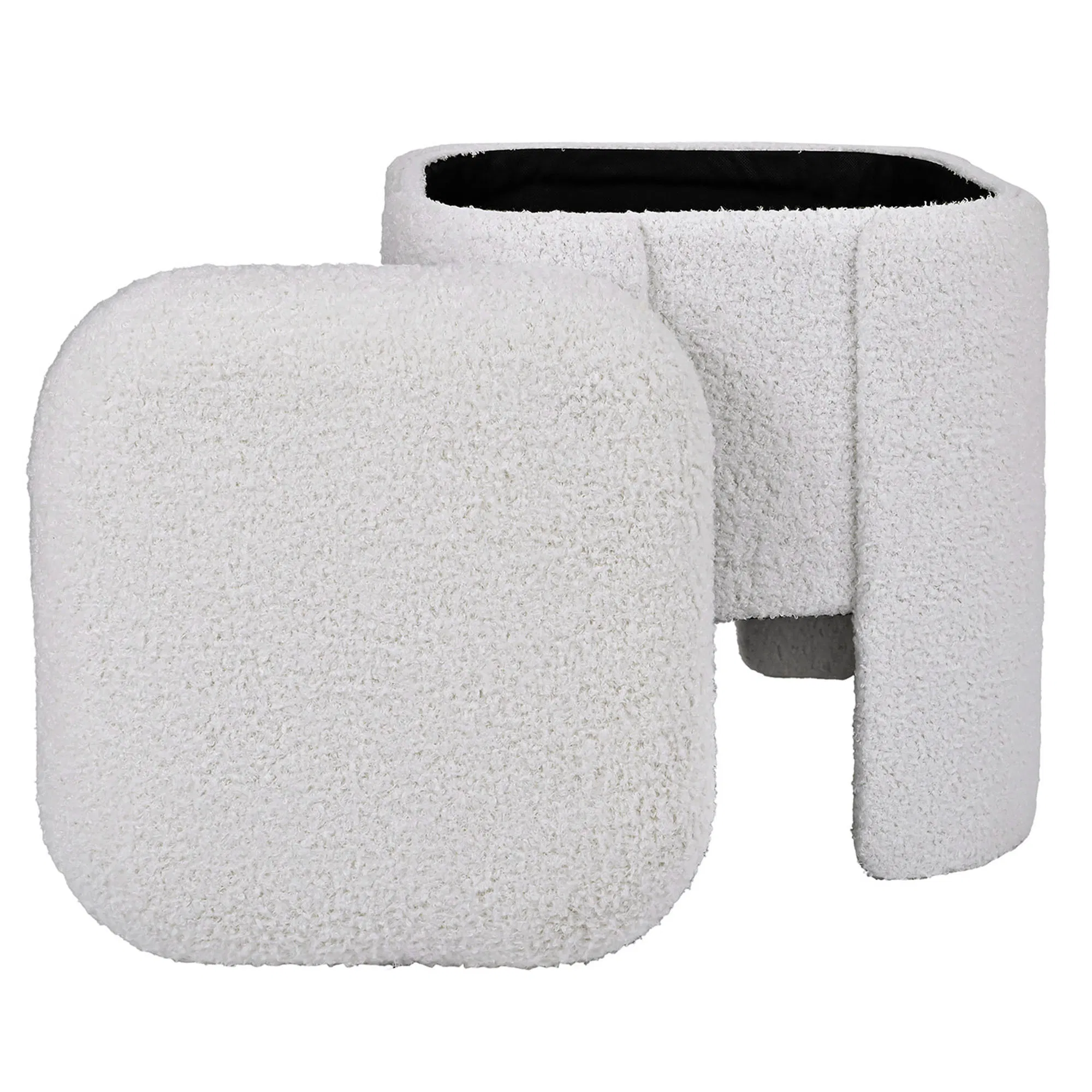 Storage Ottoman for Dorm Teddy Fleece Vanity Stool Storage Velvet Footrest Stool End Table Boucle Ottoman for Home Organization Uwbd