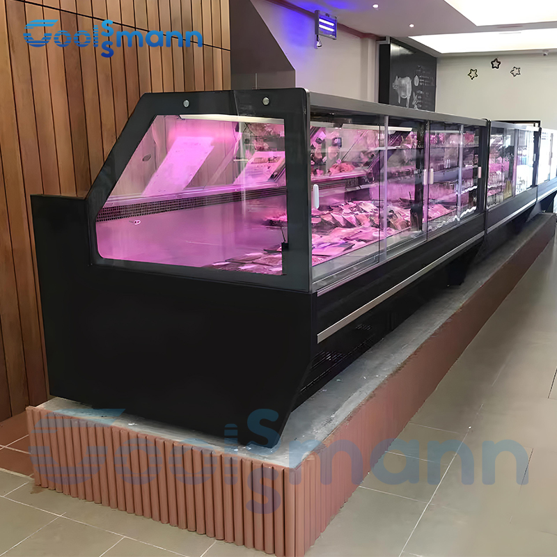 Commercial Display Refrigerator Cold Deli Showcase Commercial Meat Deli Display Freezer Cabinet for Butcher