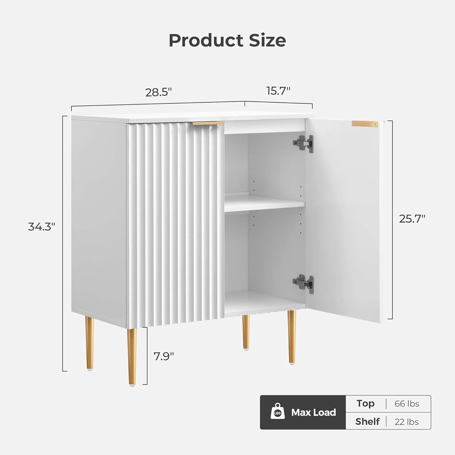 Modern Fluted 4-Door Sideboard Buffet Console for Living Room or Kitchen Room