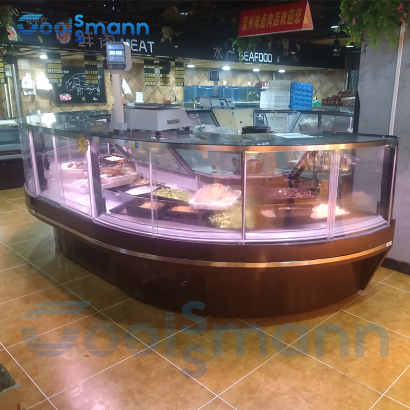 Commercial Display Refrigerator Cold Deli Showcase Commercial Meat Deli Display Freezer Cabinet for Butcher