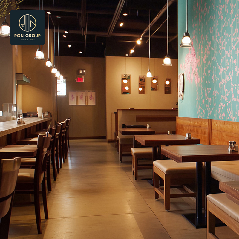 Retro European Coffee Cafe Shop Sqaure Solid Wood Customized Buffet Hotel Restaurant Furniture Commercial Table