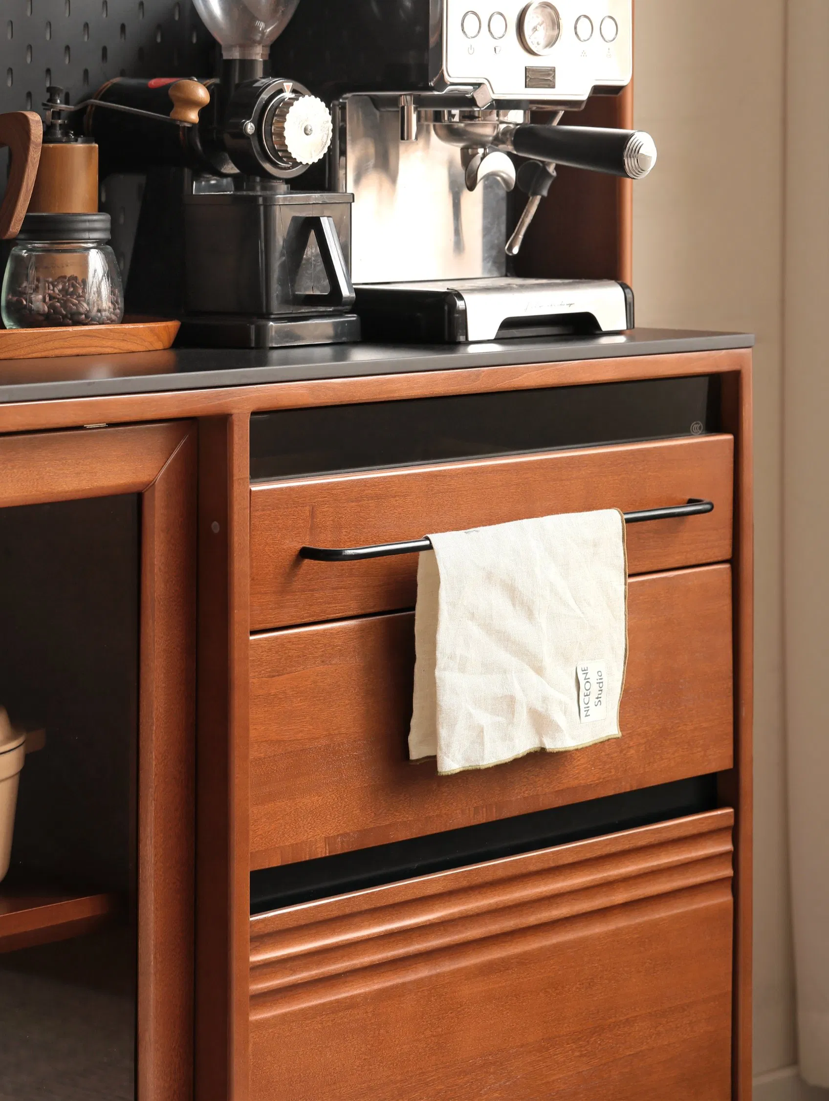 Refined Modern Living Room Black Sintered Stone Sideboard