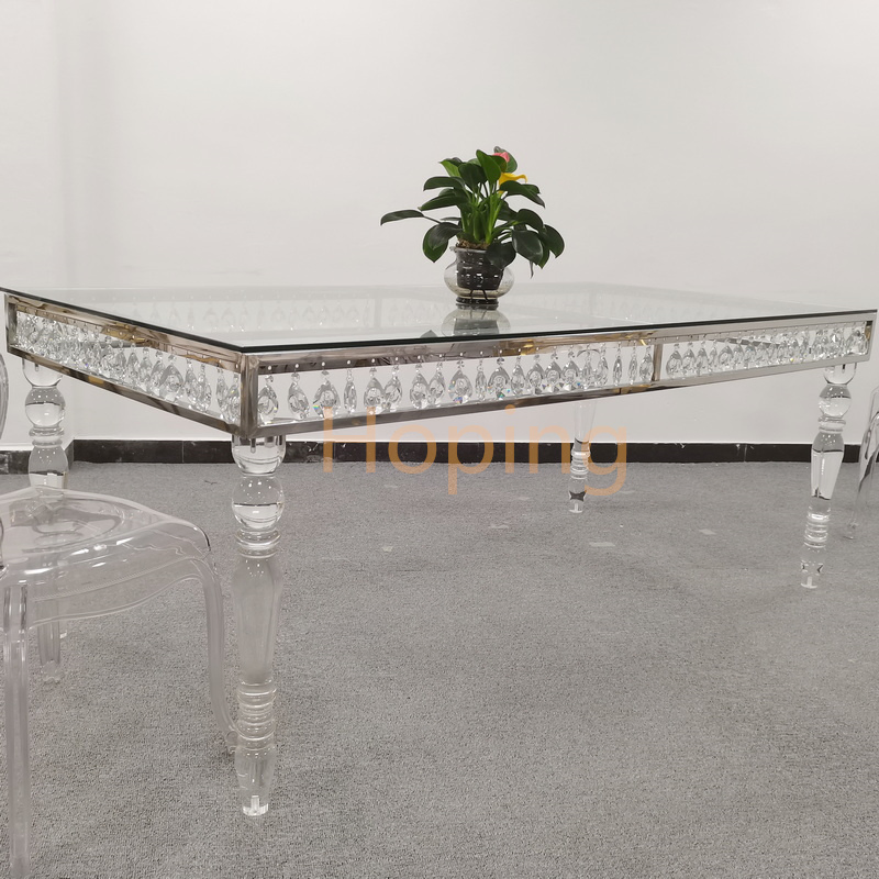 Restaurant Furniture Six Seater Dining Table Size Hotel Banquet Round PVC Plastic LED Light Folding Dining Buffet Cake Table for Event Acrylic Dining Table