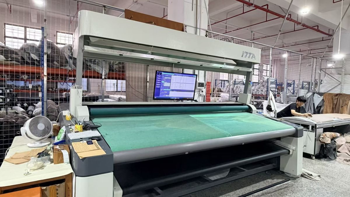 Leather layout design process at Captain Living furniture factory