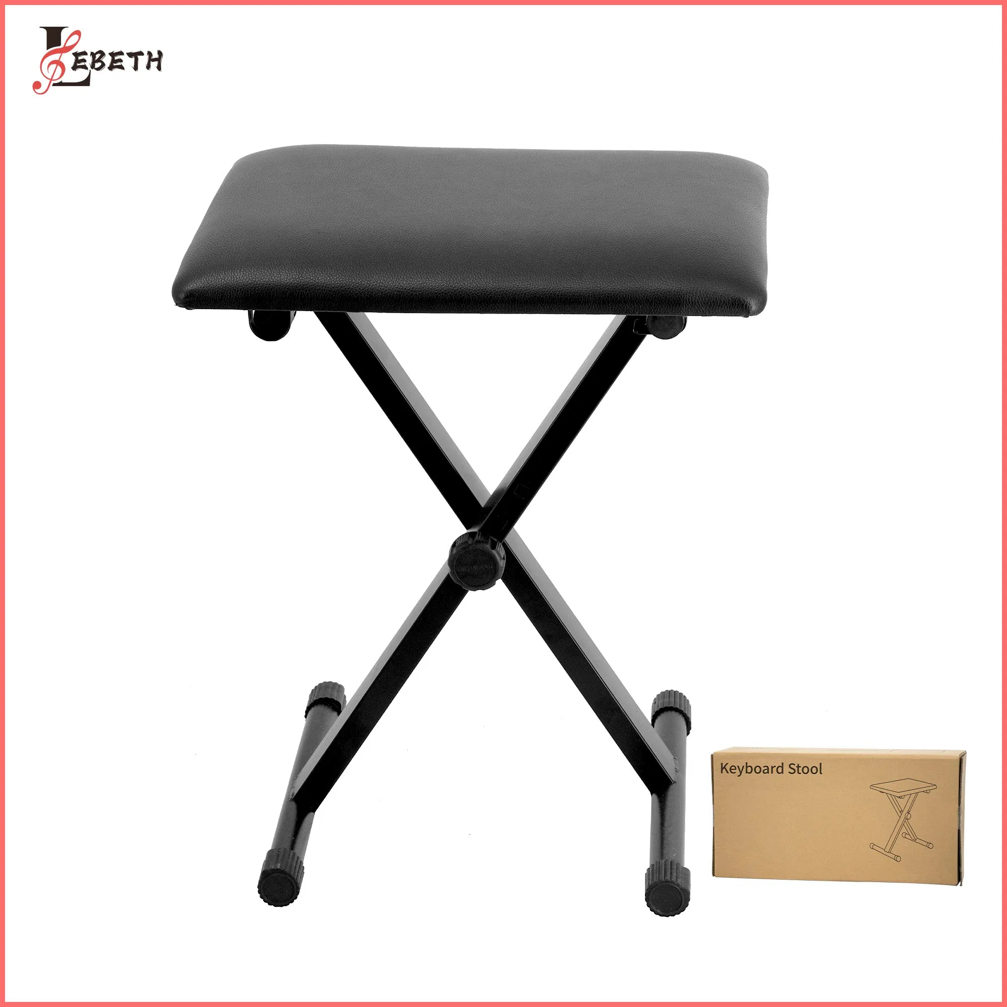 Lebeth Kb-11 Wholesale Adjustableheight PU Leather Cushion Black Foldable Piano Bench