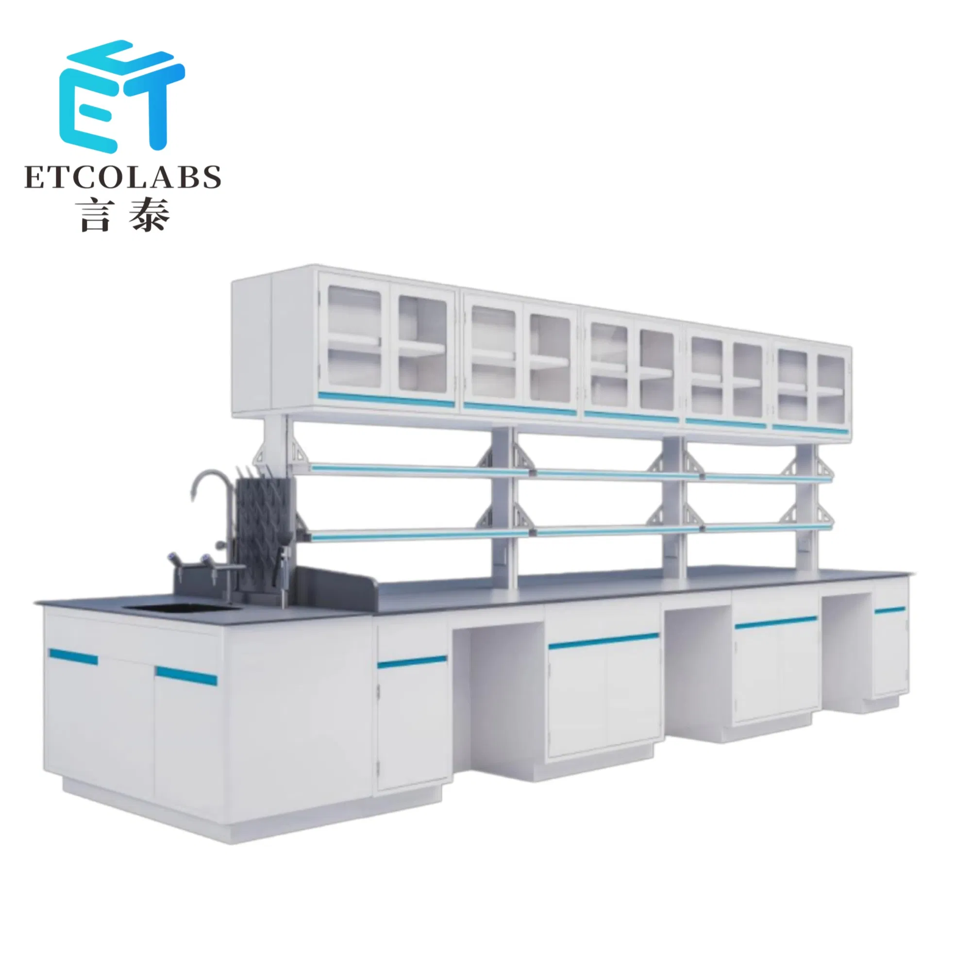 Full Steel Central Lab Bench Customizable Chemical Resistant Lab Island for School &amp; Industrial