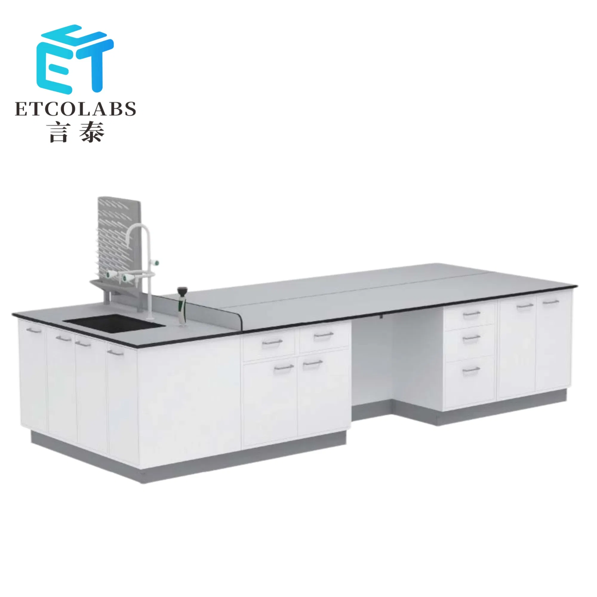 All-Steel Central Lab Workbench with Storage Durable Lab Island Table for Physics &amp; Chemistry