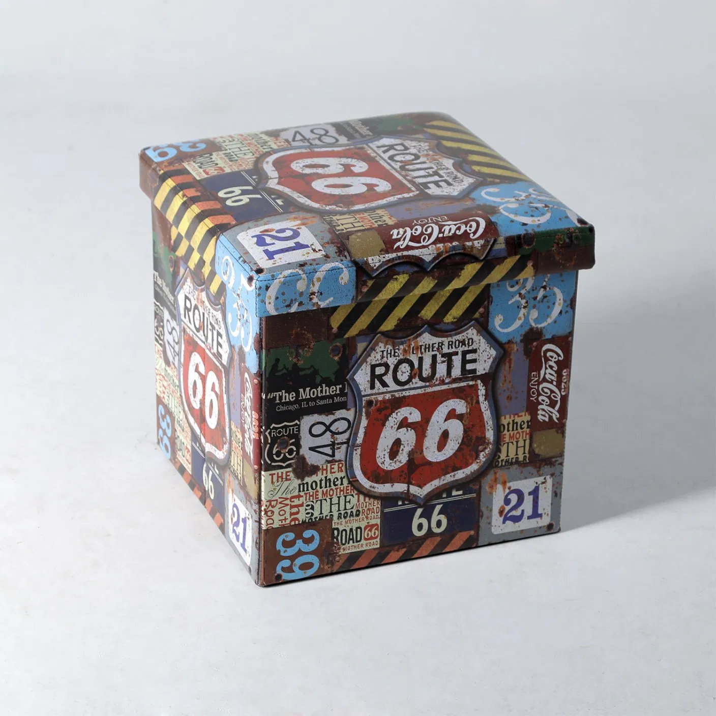 Storage Ottoman Furniture Collapsible Storage Ottoman with Printing Foot Step Stool