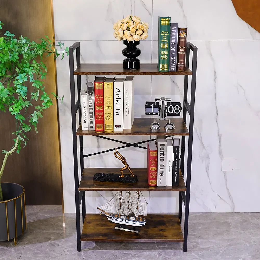 Vintage Ladder Bookshelf in Reclaimed Wood Leaning Freestanding Shelf for Corner Spaces