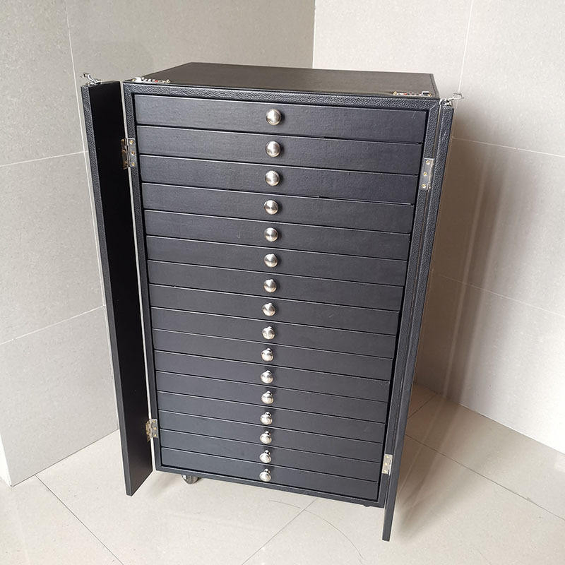 288 Slots Portable Black Storage Suitcase Eyewear Display Exhibition Wheel Trolley with Sunglasses Cabinet