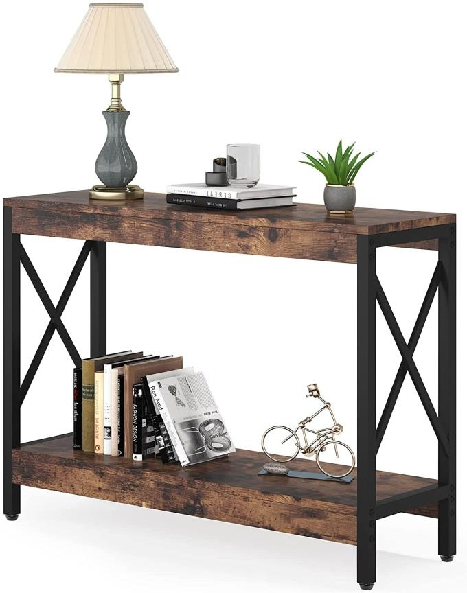 3-Tier Narrow Side Table with Open Shelves, Foyer Table for Entryway, Bedroom, Hallway