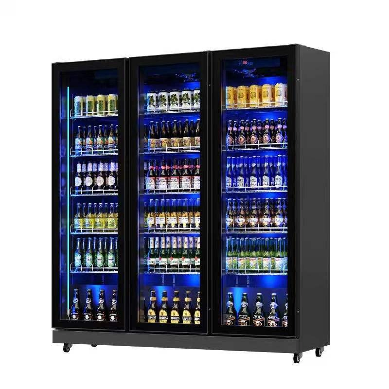 Three Doors Beer Milk Chiller Bottle Chiller Display Refrigerated Cabinet