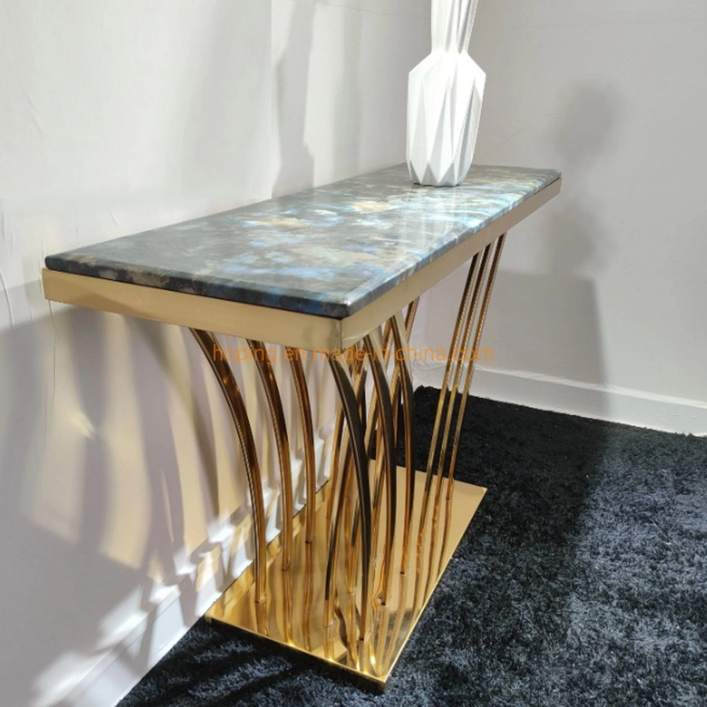 Hotel Furniture Console Table Golden Hallway Stainless Steel Table