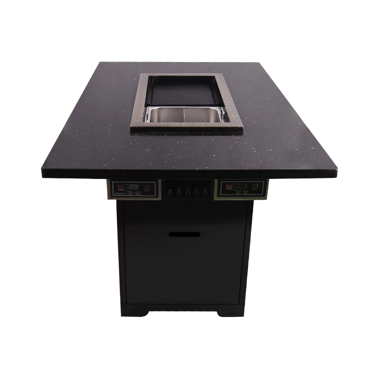 Buffet Furniture Outdoor Kitchen Smokeless Korean BBQ Grill Table Shabu Shabu Induction Hot Pot Dining Tables for Restaurant