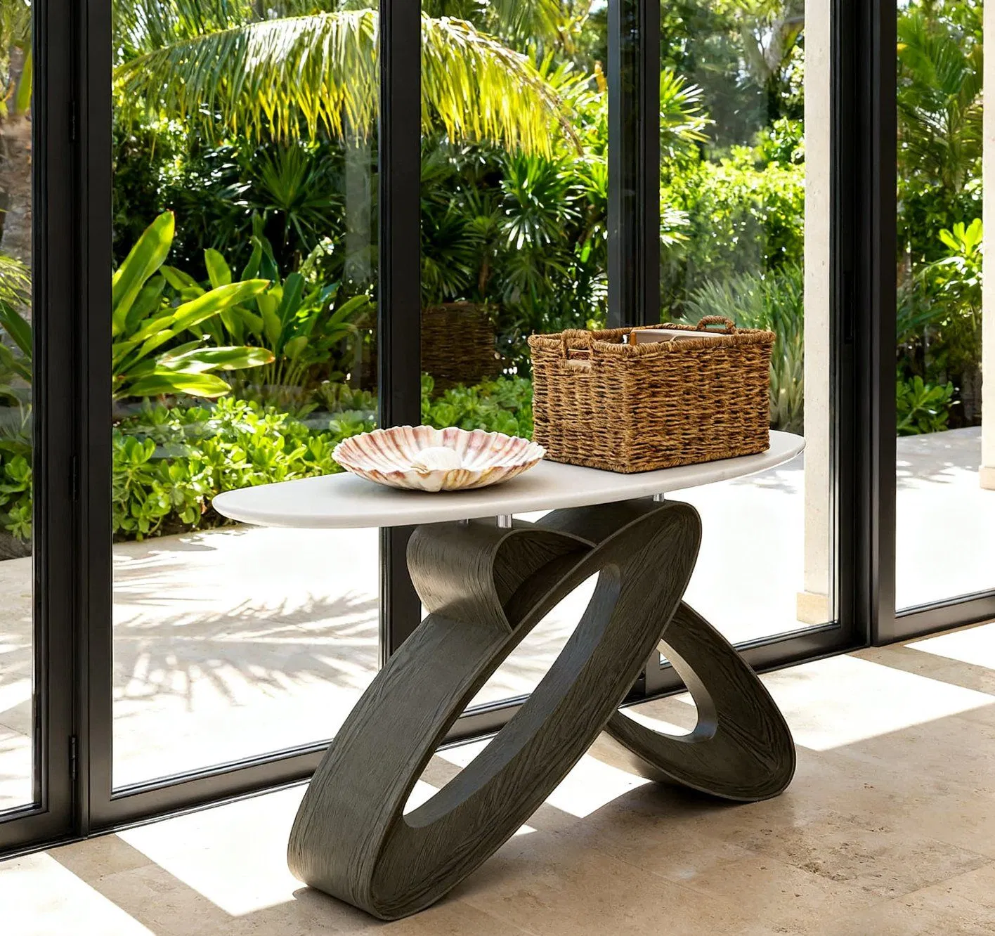 Living Room Home Hotel Modern Luxury Glass Solid Wood Console Table