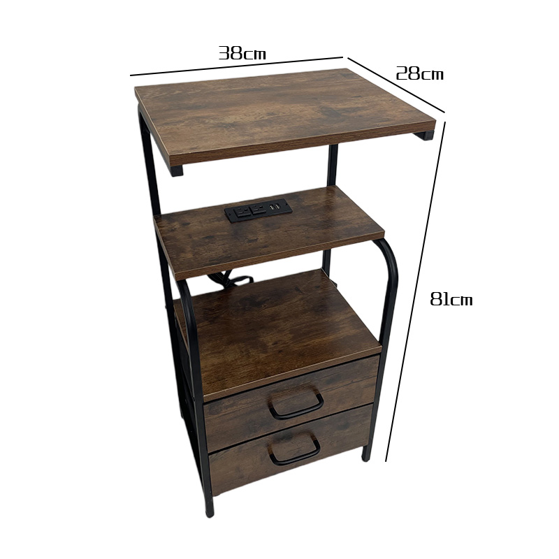 Versatile Nightstand Modern Side Table Stylish Bedside Table with Charging Station and Adjustable Fabric Drawers