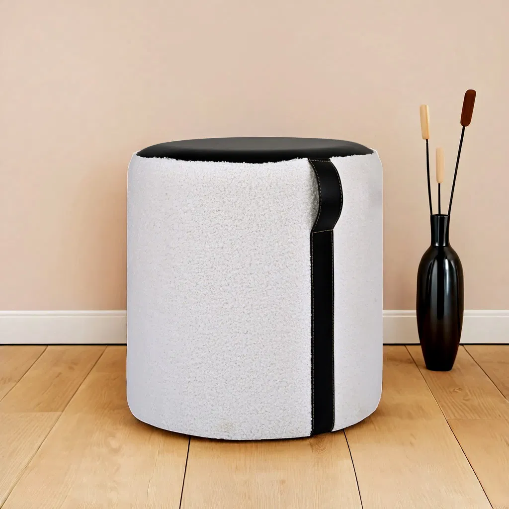 Storage Ottoman Modern Round Footrest Fabric Ottoman for Hallway, Living Room, Bed Room Ydf25058