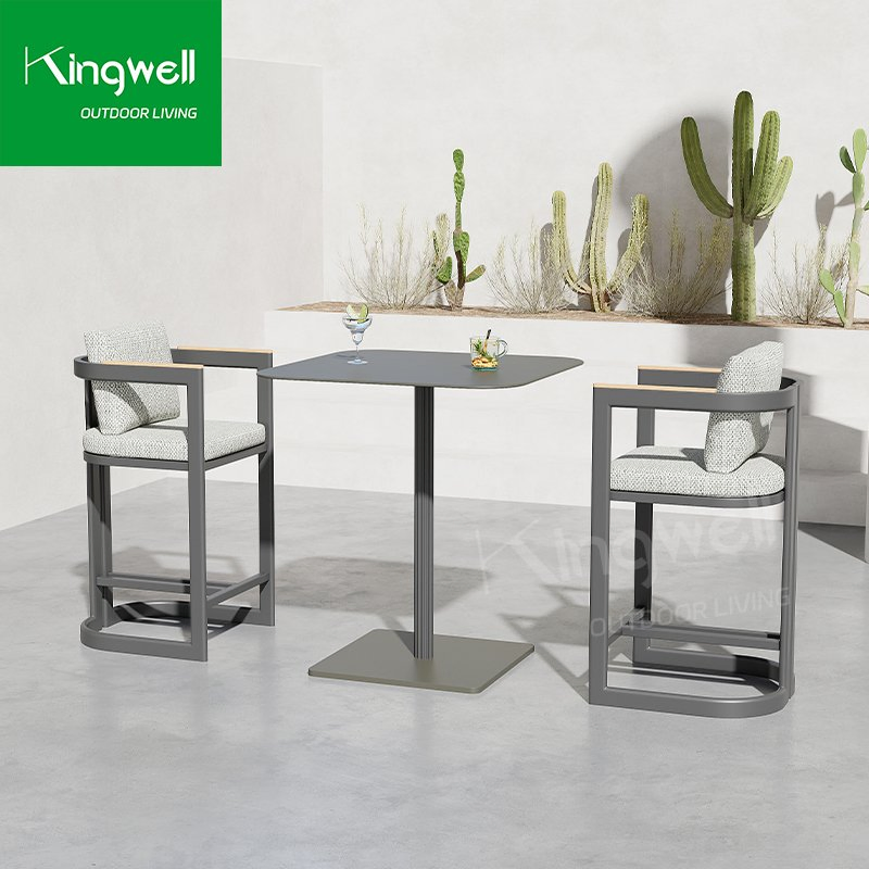 Metal Modern Kingwell Lounge Set Patio Garden Furniture Outdoor Bar Stool