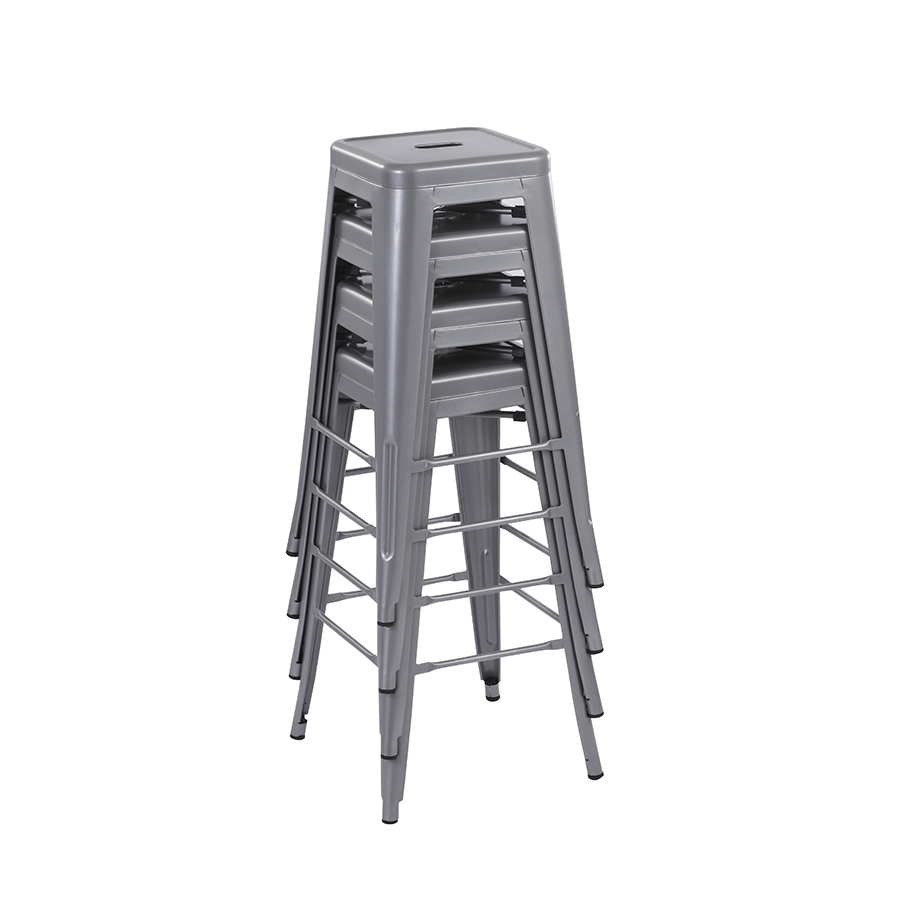 Modern Stackable Outdoor Metal Gray Bar Stools