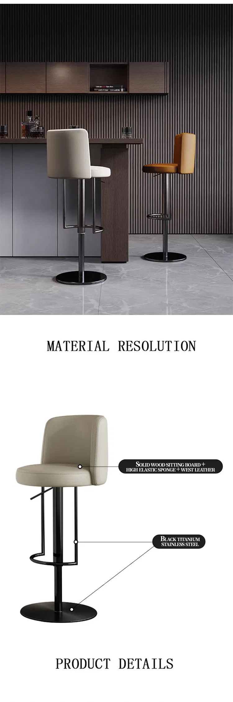 Xijiayi Furniture Swivel Bar Stool with Footrest, 360-Degree Rotation for Easy Movement