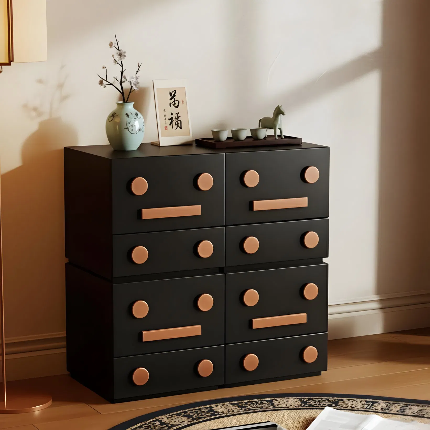 Modern Decorative Black Sideboard Cabinet Minimalist Buffet Storage Furniture