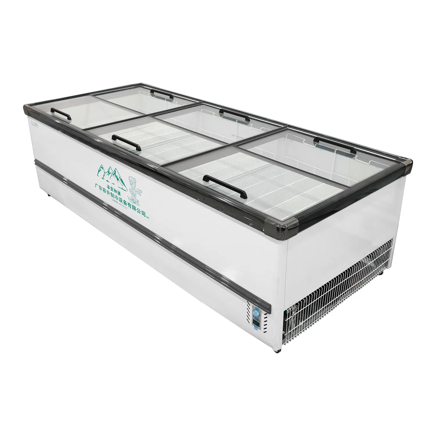 Supermarket Deep Island Cabinet with Sliding Glass Door Display Refrigeration Equipment